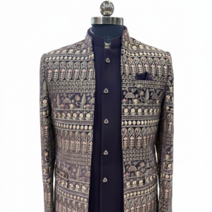 Dulha House Palampur- Everthing for the Groom under one roof navy jodhpuri with printed jacket