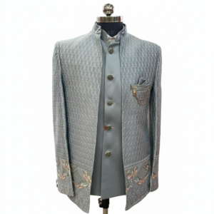 Dulha House Palampur- Everthing for the Groom under one roof silver grey jodhpuri suit with jacket
